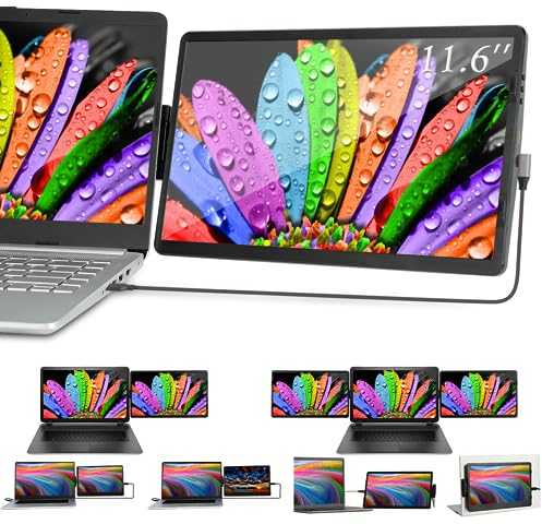 Chiusuet Estensore dello Schermo del Computer, 11,6 Pollici, Monitor Portatile, Doppio Monitor per Laptop, USB C/HDMI Plug and Play, Display Compatibile