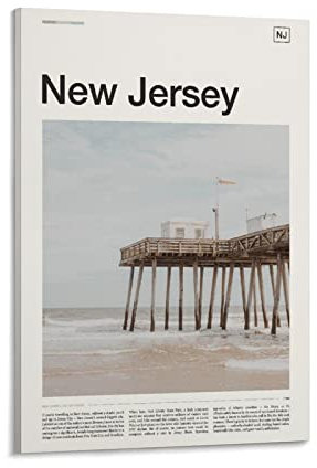 New Jersey Druck, New Jersey Poster, New Jersey Art, New Jersey Wandkunst, Jersey Shore, New Jersey W Poster Leinwand Kunstdrucke Rustikale Bauernhaus Dekorationen für Wohnzimmer Badezimmer