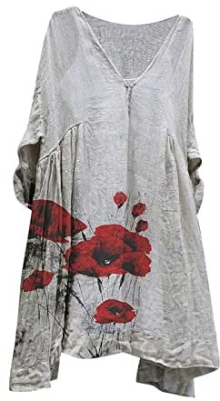 FunAloe Ladies Summer Dresses,Casual Dresses,3/4 Sleeve Midi Dress for Women,T-Shirt Dresses,Long Dress,3/4 Sleeve Dresses,Women's Dress Summer Linen Dresses,Elderly Ladies Dress,African Dresses