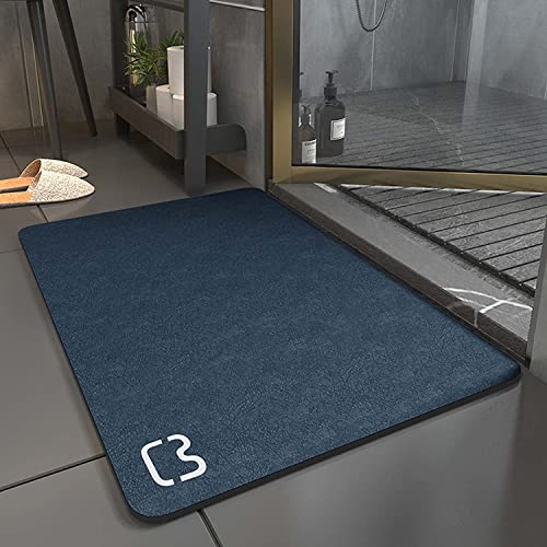 ZUOMIDIE Badematte Rutschfester Badezimmerteppich absorbierender Badteppich 50x80cm schnelltrocknende Badematte Home, Badvorleger Saugfähig Waschbar Matbad wasserabsorbierend(Katze-Dunkelblau)