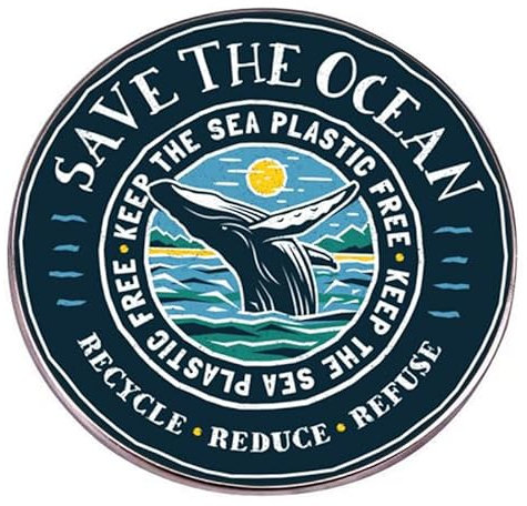 Pinposni Save the Ocean Anstecknadel mit Wal, recyceln Sie Müll, halten Sie das Meer plastikfrei