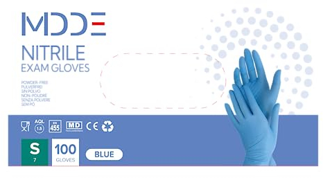 Einweghandschuhe, einmalhandschuhe Nitril handschuhe, untersuchungshandschuhe für medizinische Lebensmittel, puderfrei, latexfrei, hypoallergen (100, Blau, S)