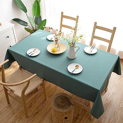 Qkoimpnrd Tischdecken für Kindergeburtstag und Mottoparty Baumwolle und Leinen Atmungsaktiv Kinder Geburtstag Party Table Cover Grün 135 × 220cm