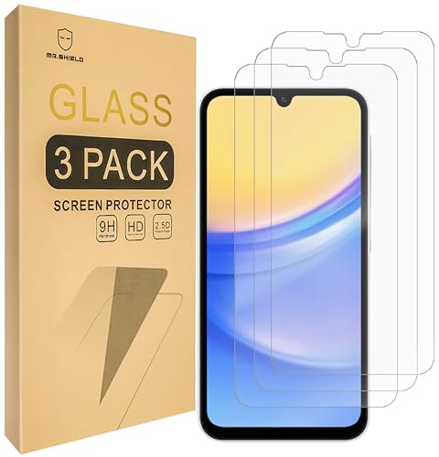 Mr.Shield Screen Protector compatible with Samsung Galaxy A15 5G / 4G [Tempered Glass] [3-PACK] [Japan Glass with 9H Hardness]