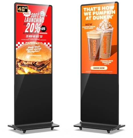 QIXZOCV Totem Publicitario Digital - 49 Pantalla HD en pie - Diseño Multi-Pantalla Dinámica - Personalización del Logo Gratuita - WiFi/HDMI/USB - Ideal para centros comerciales