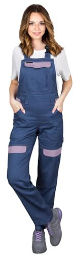 REIS CORTON-L-B Damen-Schutzlatzhosen: 100% Baumwolle, 260 g/m², Vielseitige Taschen, Anpassbare Passform, Reflektierend, Farbe: Marineblau-dunkles Heidekraut, Größe 38