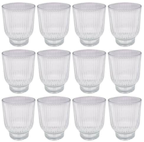pajoma® Kerzenhalter 12er-Set aus Glas, Tokio | 11 Ø 12,5 cm - Kerzenständer für Stumpenkerzen, Teelichter, Votivkerzen | Tischdekoration für Hochzeit, Esstisch, Badezimmer, Geburtstag, Party, Deko