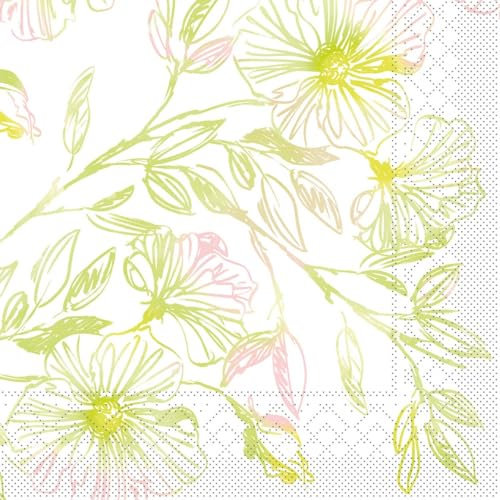 Mank Servietten aus Tissue 40 cm x 40 cm, 1/4 Falz Kaffee Serviette, hochwertige Einmal Serviette 100 Stück Sommer Frühling Floral Blumen Kelani