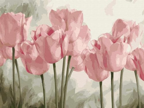 Artnapi Diamond Painting Set 5D DIY | Diamant Painting Bilder | Rosa Tulpen 30x40 | Diamanten Gemälde Malen nach Zahlen | Diamant Mosaik für Haus Decor