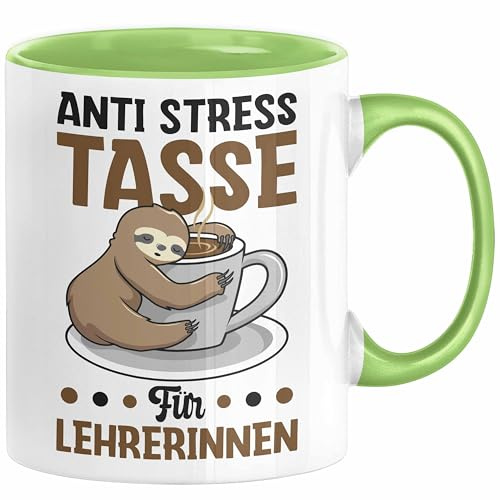Anti-Stress Tasse für Lehrerinnen Geschenk Beste Lehrerin Kaffee-Becher (Grün)