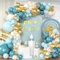 Luftballon Girlande Blau Weiß Gold, 138 Stück Ballon Girlande Retro Blau Beige Weißer Sand, Luftballons Dusty Blau Hellblau für Geburtstag Hochzeit Babyparty Geschlecht Offenbaren Party Deko