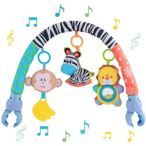 syid Baby Arch Toy Pram - Clip on Cot Activity Bar Musical Sensory Suspension Crib Arch Toy with Rattle Babies Travel Play Arch Pram