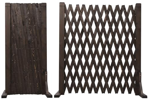 MYOYAY 2Stück Verstellbar Rankgitter Holzzaun 160x70cm, Zusammenfaltbar Hunde Zaun Variabel Treppenschutzgitter Gartenzaun Pflanze, Gitterzaun Rankhilfe Ausziehbar Spalier für Garten Balkon