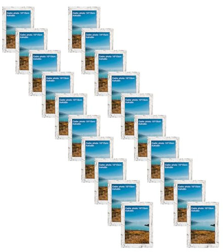 KoKoBin Bilderrahmen, 20 Stück Bilderrahmen MDF und Plexiglas Bilderrahmen für Wand- und Tischbilder. Geeignet für Poster, Wohnzimmer, Kunst (20er Pack Weiß 10 x 15 cm (4 x 6 Zoll))