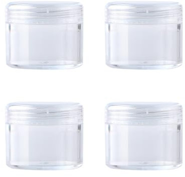 Lot de 4 petits pots de maquillage ronds en plastique transparent 20 g