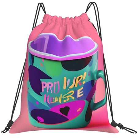 MyPiky Rucksack mit 90er-Jahre-Tassen-Motiv, Kordelzug, Turnbeutel, Sporttasche, Aufbewahrungstasche für Sport, Yoga, Einkaufen, Herren und Damen, Weiß, Weiss/opulenter Garten, Einheitsgröße