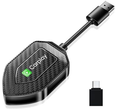 Carplay Adaptador inalámbrico 2 en 1 CarPlay adaptador para coches con funciones Carplay para Apple Carplay sin cable, conexión inalámbrica Plug and Play Convert Wired to Wireless Carplay dongle
