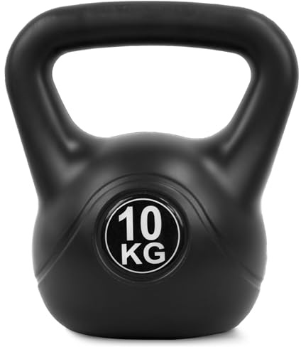4FIZJO Kettlebell bituminös, Schwunghantel für Fitness, Kraft und Ausdauertraining, Kugelgewicht, Rundgewichte für Zuhause, Fitnessstudio, Gewichte Bodenschonende - Kugelhantel, Farbe: Schwarz