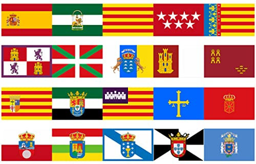 Daged Juego de banderas de España para regiones y banderas, hoja de pegatinas para tarjeta - bandera de coche PKW - Decal PROO