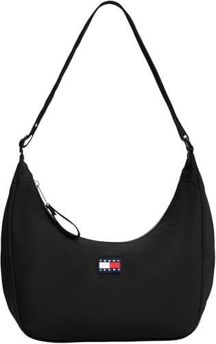 Tommy Jeans Damen Schultertasche Urban X-Body mit Reißverschluss, Schwarz (Black), Einheitsgröße