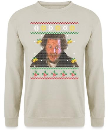 Unibly Marv Kevin Allein zu Haus - Weihnachten Ugly Sweater Pullover, Naturstein, XXL