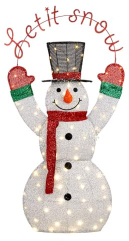 LEADZM LED Schneemann 120cm,120 LED Lichter Weihnachtsbeleuchtung Weihnachtsfigur Beleuchtet Weihnachtsdekoration für Indoor & Outdoor,Wasserdicht, mit Befestigungspflöcken (120cm-2D-120LED)