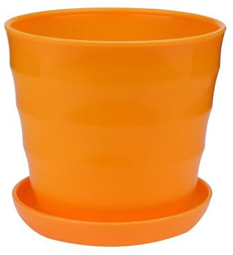 Maceta de plástico para el hogar, decoración de flores, colorida, jugosa, maceta, oficina, patio, césped y jardín, maceta alta (naranja, talla única)