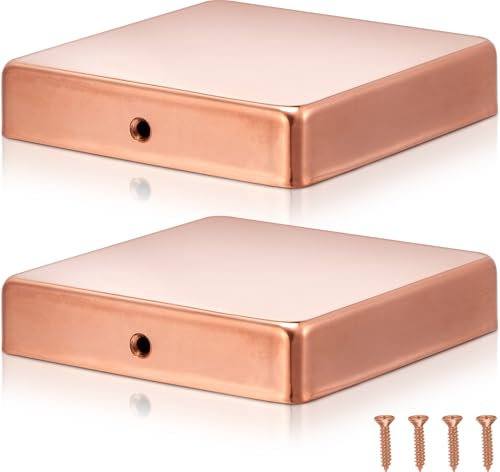 Tandefio Pfostenkappen aus massivem Kupfer, Pyramiden-Terrassenkappen mit Schraube für Metall, Holz, Zedernholz, Zaun, Deck, Korridore, Briefkasten, Pfosten, Endabdeckung (10,2 x 10,2 cm, tatsächlich