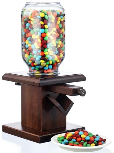 Maxdot 1 Pcs Wooden Candy Dispenser Wood Storage Containers for Gummy Versatile Snack Storage Machine Candy Dispenser Countertop Suitable for Candy Bean and Cereal