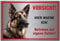 Schild Hundeschild Vorsicht Hier wache ich - Betreten auf eigene Gefahr! Achtung - Warnschild Silber gebürstet - Warnung vor dem Hund - Deutsche Schäferhund M3 (Silber, 22,5x15 cm)
