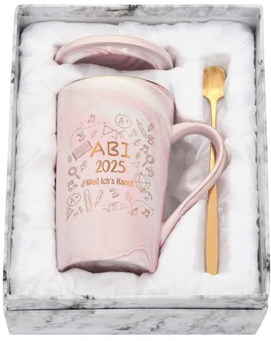 Joymaking Kaffeetasse Abi 2025 Geschenke zum Abitur mit Spruch - Abi 2025 weil ich's kann! - Abi 2025 Geschafft Geschenk zur bestandenen Prüfung Abschlussgeschenk Gymnasium, 400ml Rosa