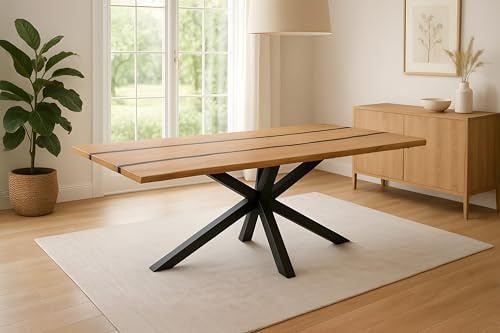 SAM Esstisch Pedro Epoxy 200x100 cm Akazie Natur Baumkante Spider schwarz