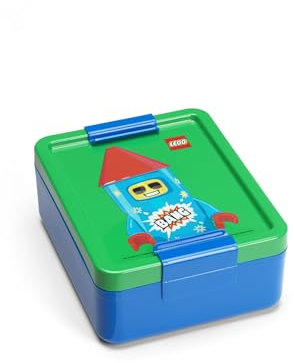 Room Copenhagen LEGO Lunchbox mit Fächern – Ikonisches Design, langlebig & spaßig für Kinder, Grün & Blau, spülmaschinenfest, perfekt für Meal-Prep, Snacks und Reisen