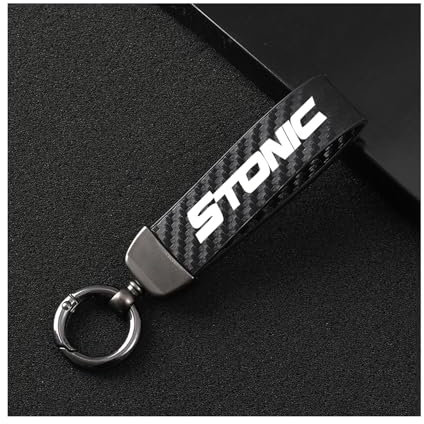 Generisch Auto SchlüSselanhänger für KI-A STONIC, Männer Frauen Microfiber Leder Wechselbarem Schlüsselring mit Anti Lost D Ring,Black