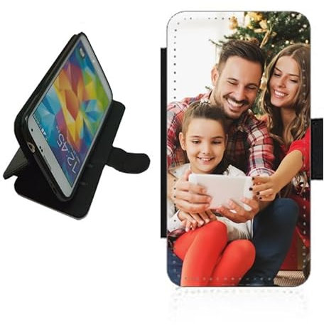 Personalised phone case For iPhone 6 / 6S wallet flip case photo on the front panel card slots magnetic catch TPU Rubber holder Access to buttons and ports Cover all sides Black