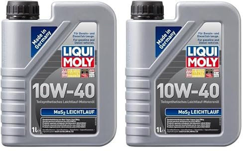 LIQUI MOLY MoS2 Leichtlauf 10W-40 | 1 L | teilsynthetisches Motoröl | Art.-Nr.: 1091, farblos (Packung mit 2)