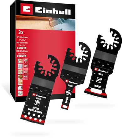 Original Einhell Multitool Set 3-tlg. (Tauchsägeblätter, HCS, BIM, Spanabfuhr, PTFE-Coating)