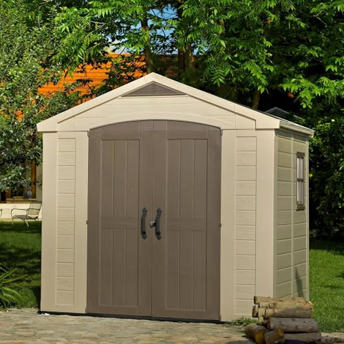 Dmora Gartenhaus Ronsecco 182 x 256,5 x 243 cm beige wetterfest Fenster Dach mit zwei Seiten