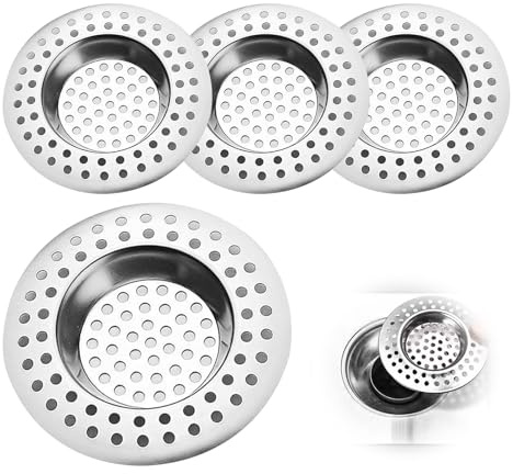 SDKZBFC 4 Pack Stainless Steel Sink Strainers, 7.6cm Hair Catcher Drain Filters