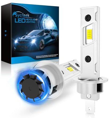 Sycreek Ampoule H1 Led 2025 Améliorée Phare Pour Avec Ventilateur, 16 Pcs LED,120W 30000LM 600% Super Luminosité 6500K Blanc LED H1