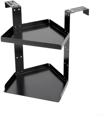 ZMdooreasy Scaffale angolare da ufficio regolabile in altezza, nero, a due ripiani, per piante, libri per casa e spazi di lavoro (A)