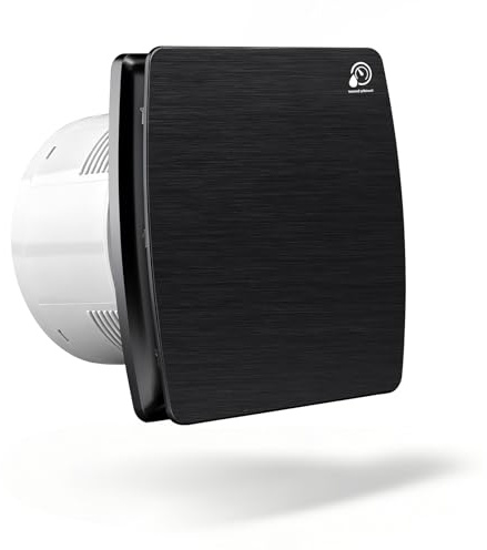 IRONDELIC 100mm Bathroom Extractor Fan with Humidity Sensor and Timer, 4'' Silent Bathroom Fan with Backflow Flap, 95m³/h | 12 Watt | 34dB for Kitchen, Bathroom, Toilet - Black