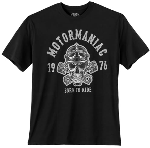 IRON STITCH Übergrößen T-Shirt grau Motormaniac Skull