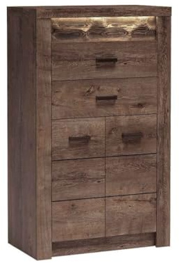 Masseno Kommode ZERI 76 cm Sideboard mit 2 Schubladen und 2 Türen für Wohnzimmer Schlafzimmer Modern 76x42x127 cm Braun