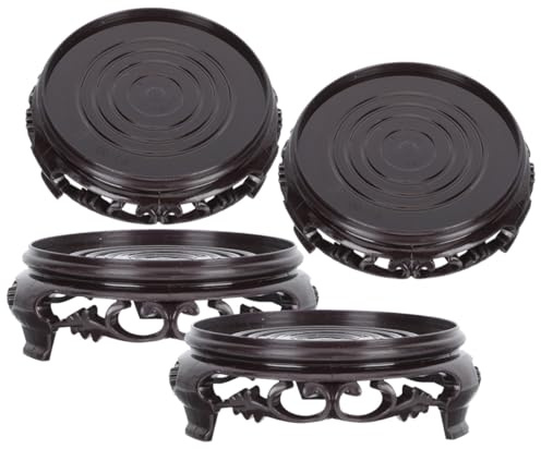 HINTRMENT 4pcs Plastic Plant Stand for Flowerpots and Potted Plants, round Tabletop Pot Riser with Sturdy Structure and Supporting Points, for Indoor and Garden Display
