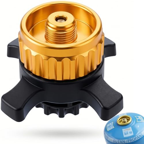 Duratecton Gaskartuschen Adapter für Campingaz CV Easy Clic auf EN417 Schraubventil, Hergestellt aus Messing und Metalllegierungen, Schnellverschluss-Gaskartuschenadapter für Camping, Wandern