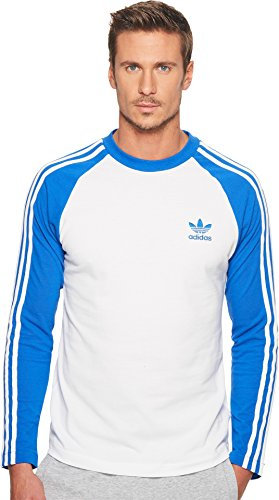 adidas Originals Men's 3-Stripes Long Sleeve Tee Blue Small