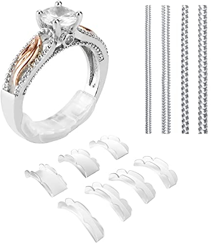 18 Stück Ring Verkleinerung Unsichtbarer Ringgrößenversteller Silikon für Lose Ringe, 2 Stile Ringverkleinerer, 11 Größen Ring Sizer Adjuster für Herren und Damen