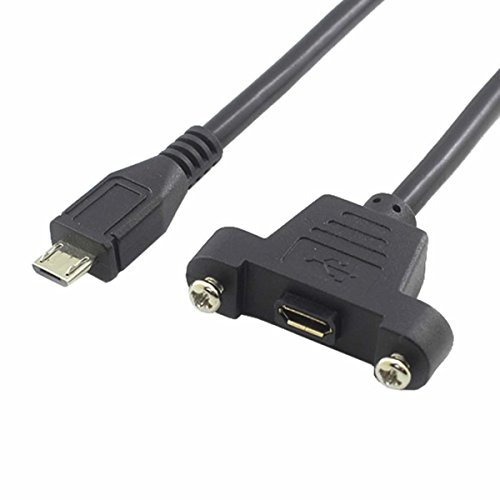 baolongking Micro USB Panel Mount 5Pin Micro-USB Extension Cable Male to Female Extender Cable with Screws for Data Sync and Charge, 50cm