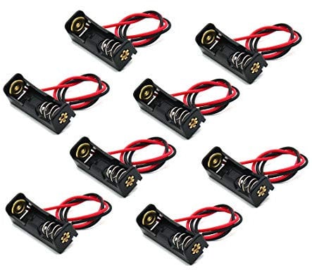 (8 of Pack ) A23 Battery Holder Box with Wire Leads 12V 23A Battery Holder Spring Clip Case Black Plastic Housing.